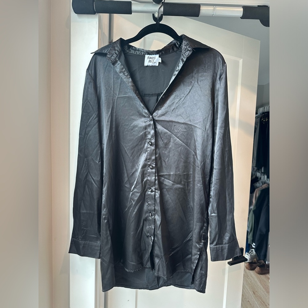 Princess Polly satin shirt dress